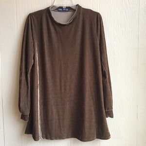 Zara Mock Turtle Neck Velveteen Flowy Top